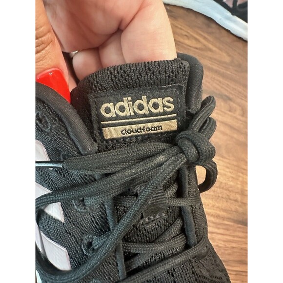 Adidas Shoes Womens 8 Cloudfoam Walking Sneakers Lace Up AC8247 Black Fabric - Picture 8 of 10